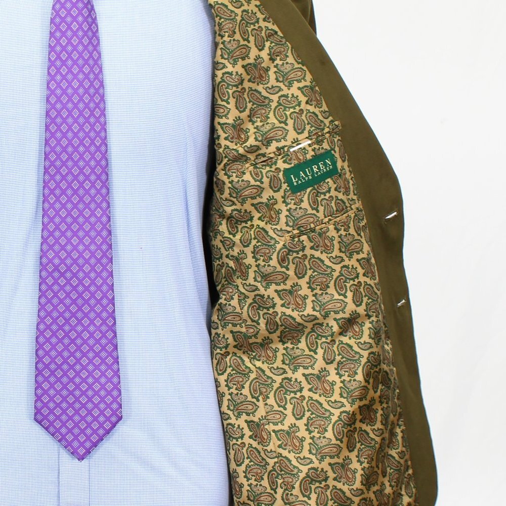 Ralph Lauren 44R Green Solid 2-Button Sport Coat Blazer Jacket V987 - Picture 10 of 11